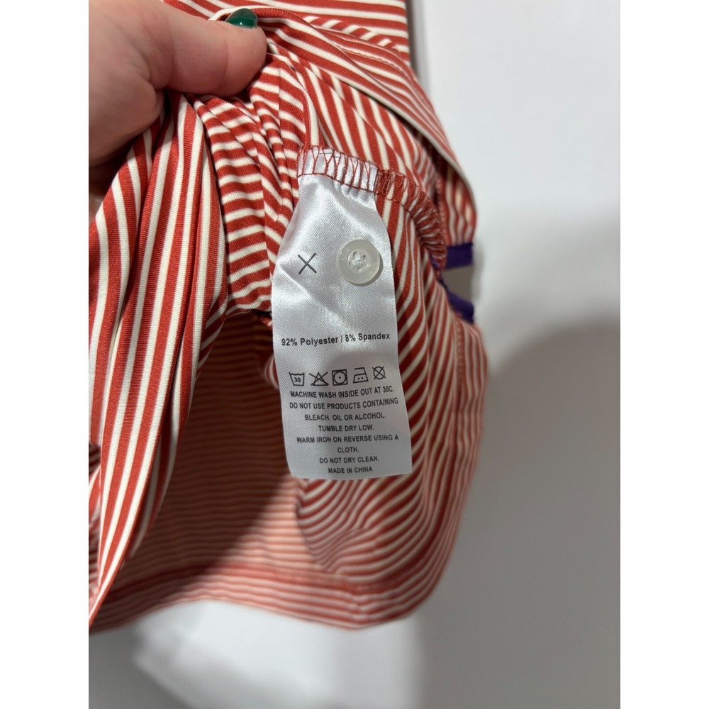 Michel Rouen Performance Polo Men Size 2XL Striped Puréed Pumpkin Stripe Shirt - Picture 6 of 6